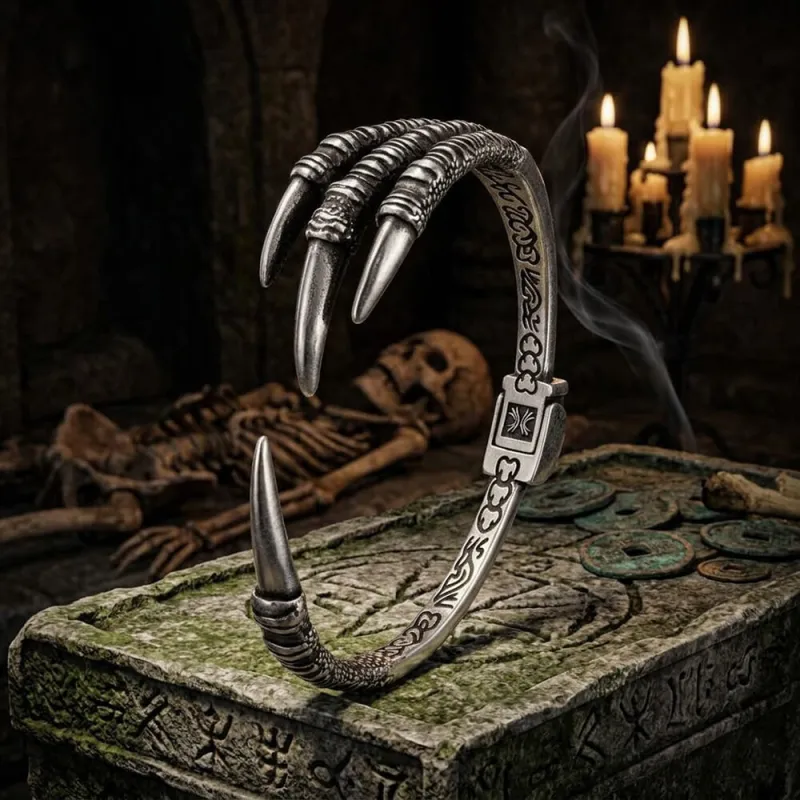 Punk-Style Dragon Claw Stainless Steel Open Bracelet made by GTHIC