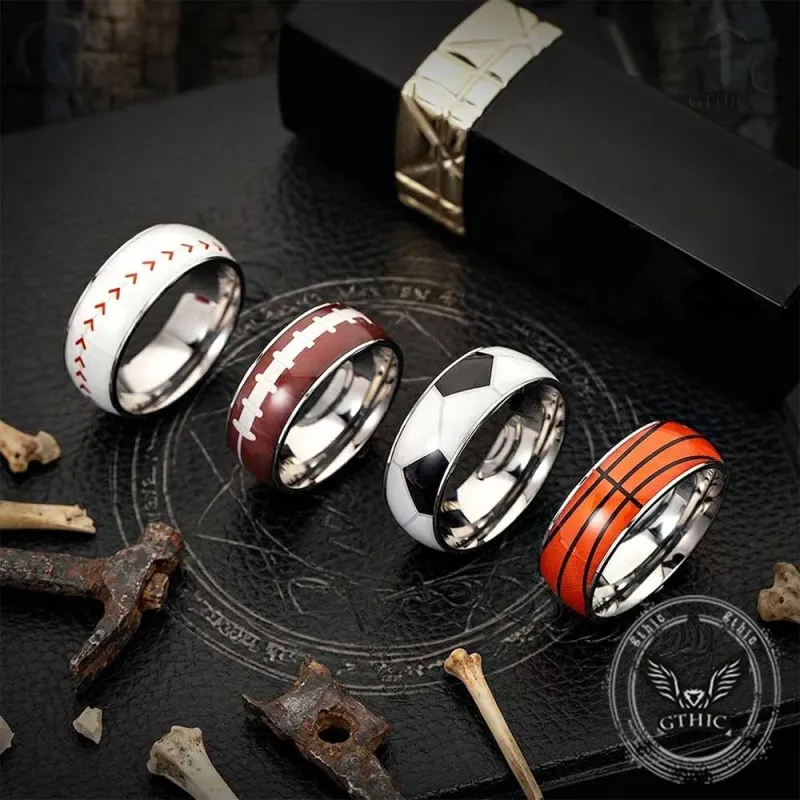 Fashion Sports Ball Pattern Stainless Steel Ring made by GTHIC
