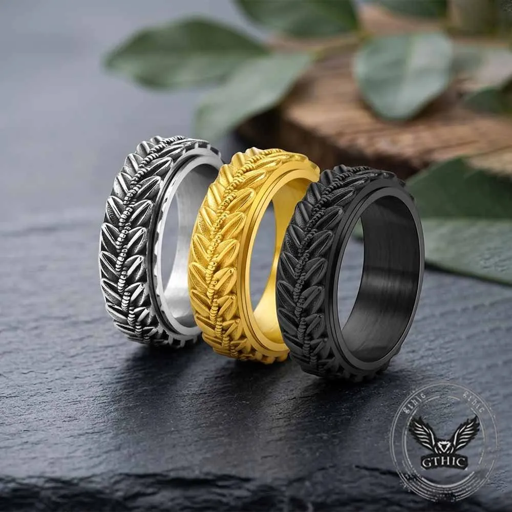 Vintage Wheat Ear Stainless Steel Spinner Ring sold by GTHIC