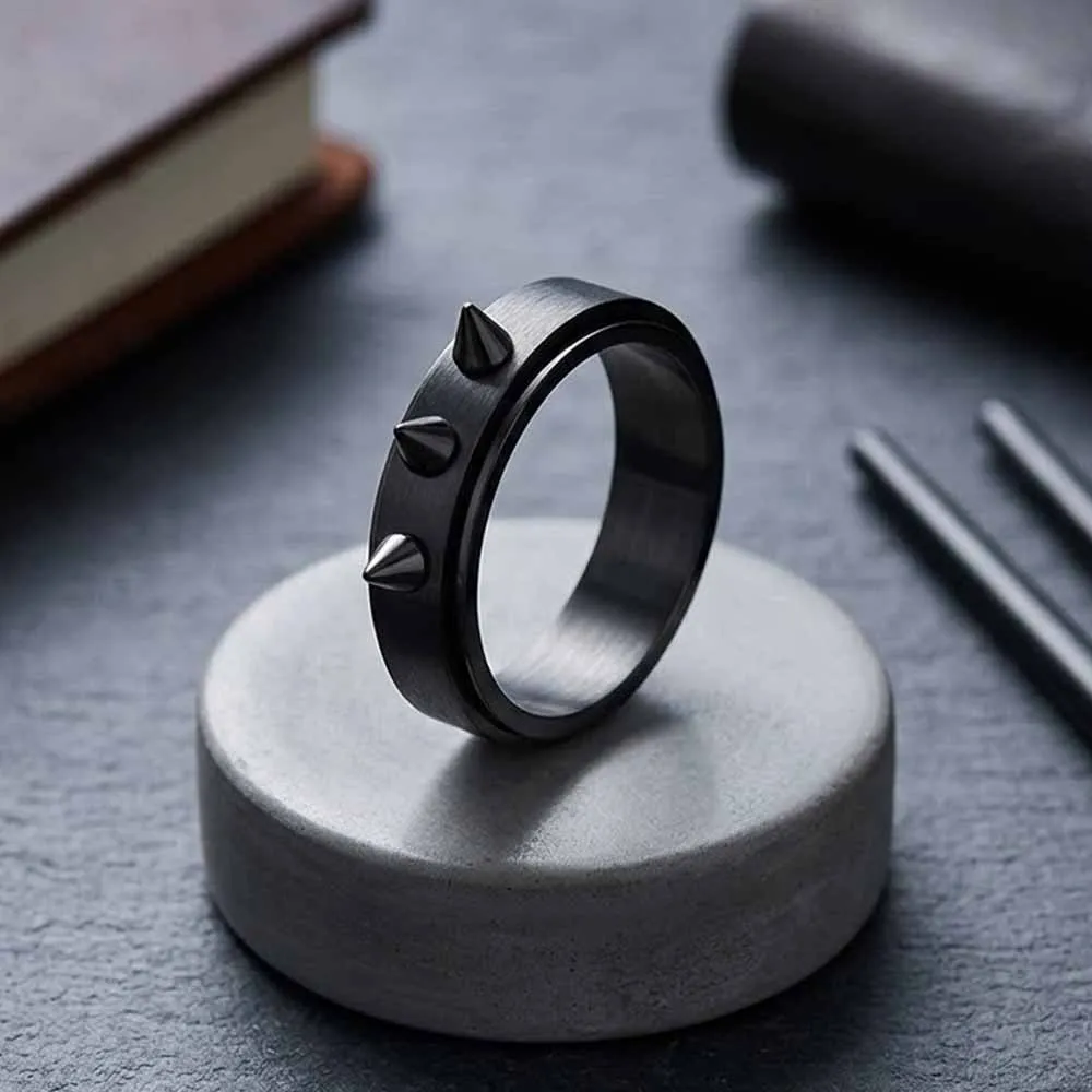 Punk Triple-Spike Stainless Steel Spinner Ring sold by GTHIC product image thumbnail 5