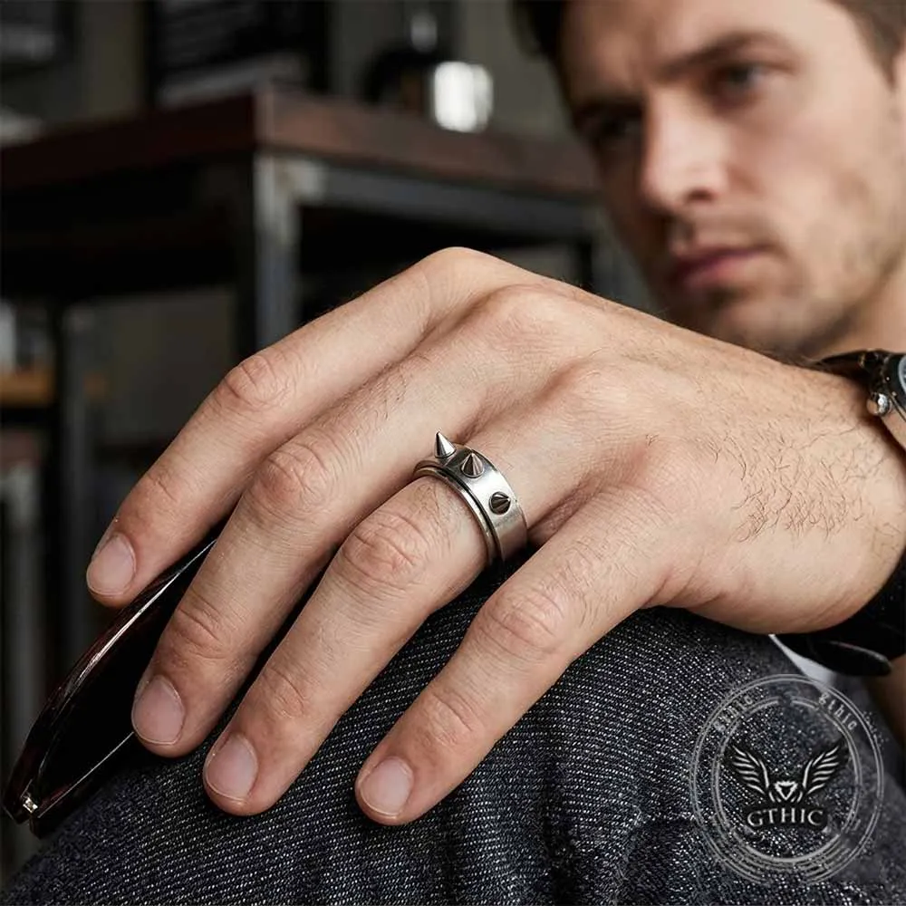 Punk Triple-Spike Stainless Steel Spinner Ring sold by GTHIC product image thumbnail 2