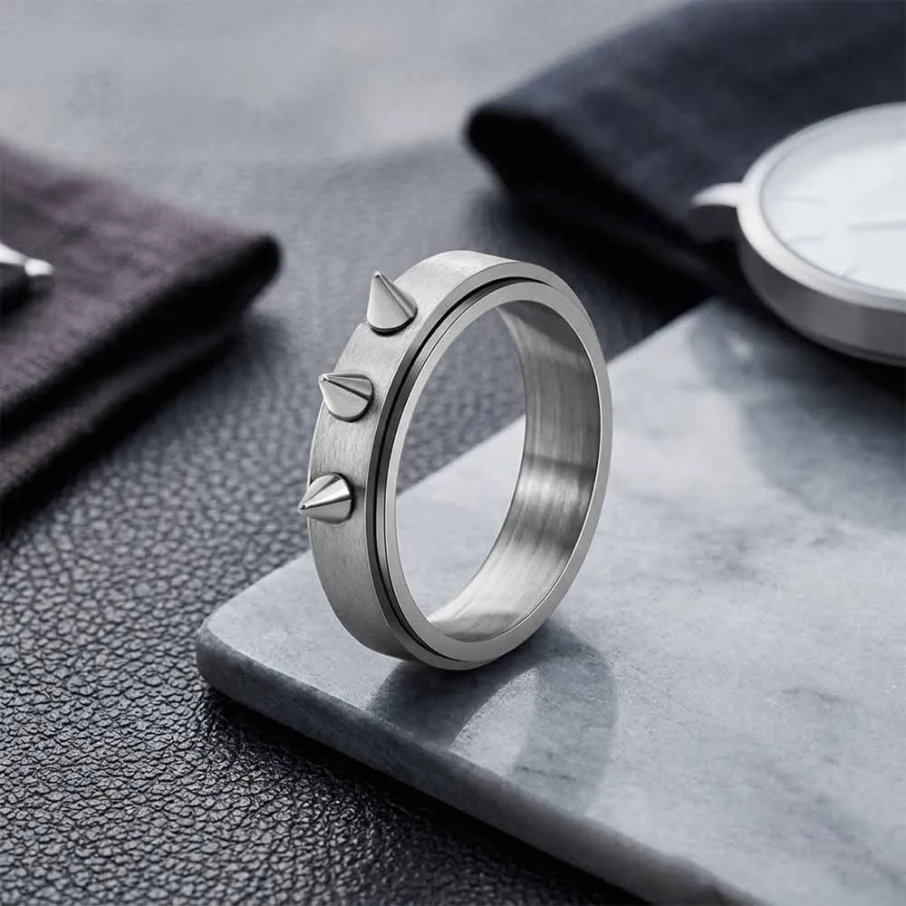 Punk Triple-Spike Stainless Steel Spinner Ring sold by GTHIC product image thumbnail 3