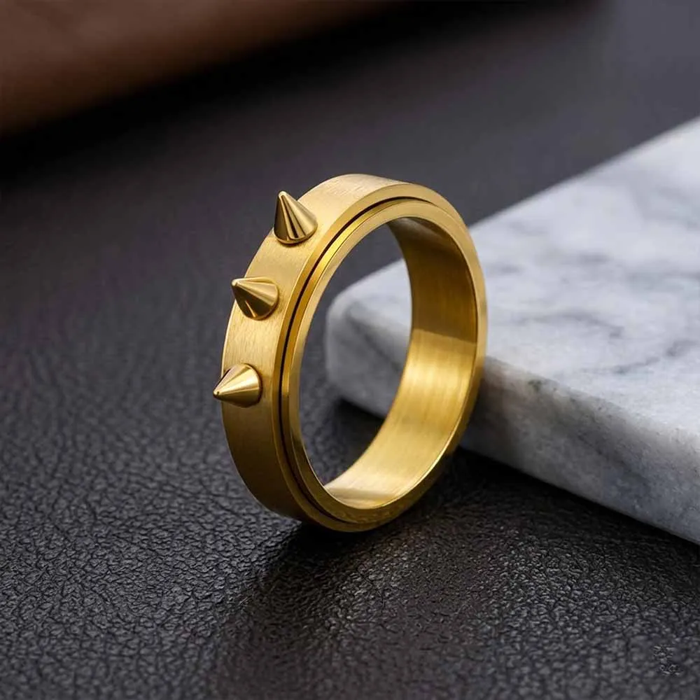 Punk Triple-Spike Stainless Steel Spinner Ring sold by GTHIC product image thumbnail 4