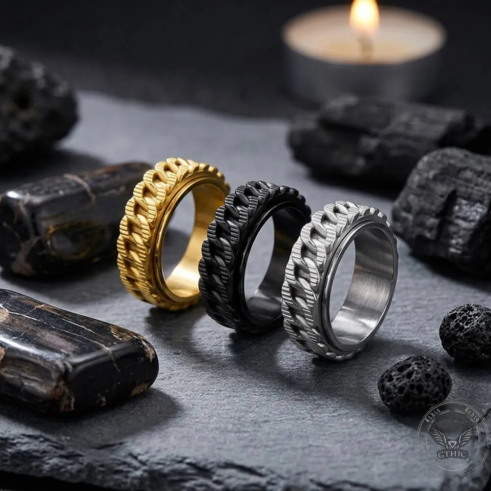 Punk Hip-Hop Cuban Link Stainless Steel Spinner Ring sold by GTHIC product image thumbnail 3