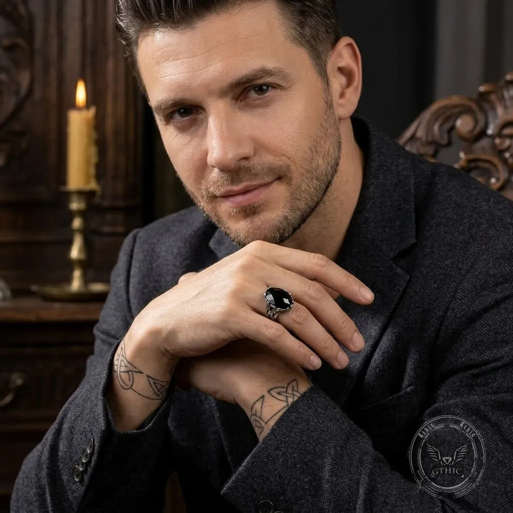 Vintage Chain Black Gemstone Stainless Steel Ring sold by GTHIC product image thumbnail 3