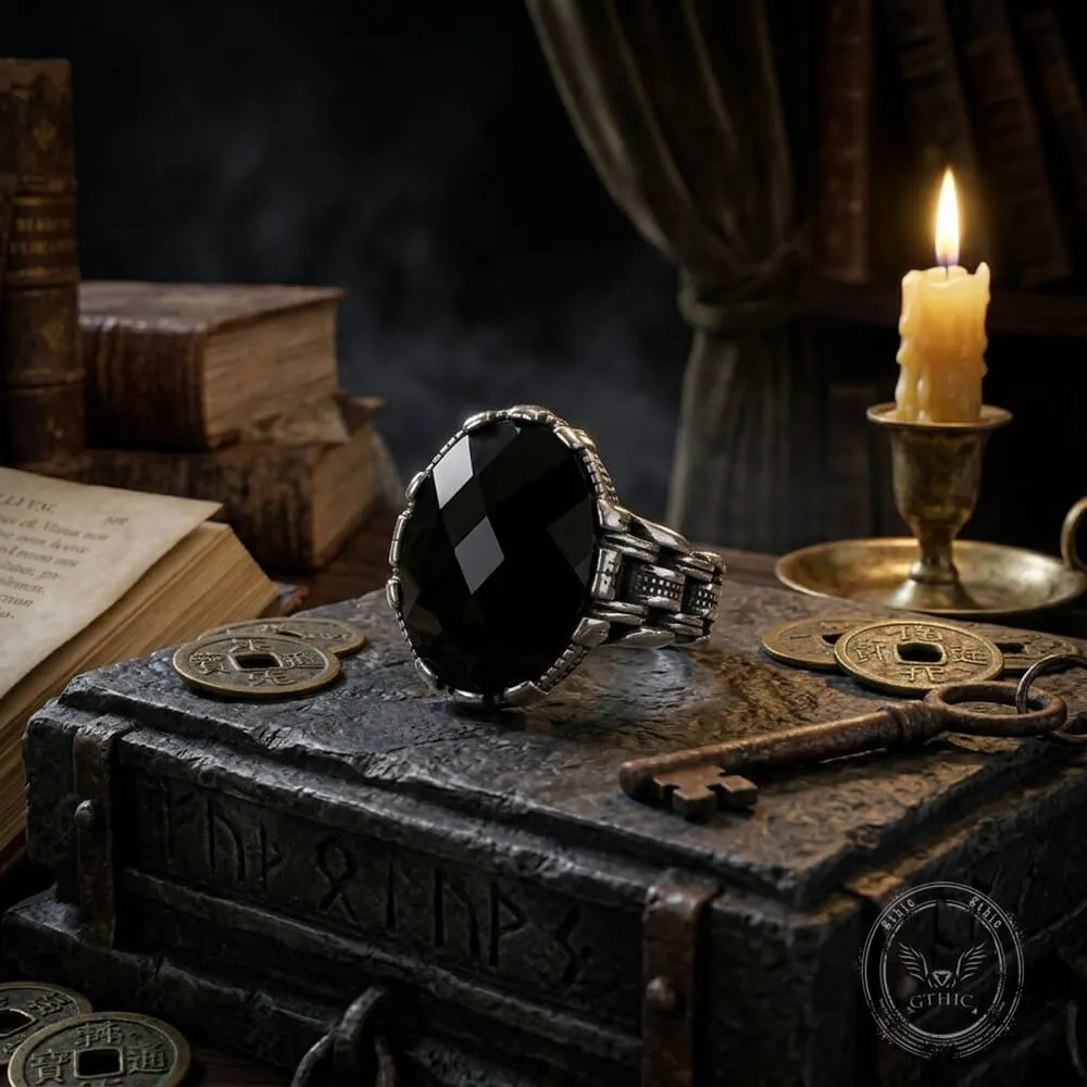 Vintage Chain Black Gemstone Stainless Steel Ring sold by GTHIC product image thumbnail 4