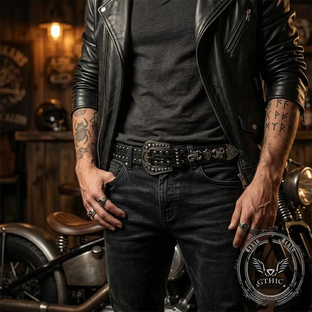 Punk Y2K Scorpion Studded American PU Leather Belt sold by GTHIC product image thumbnail 2