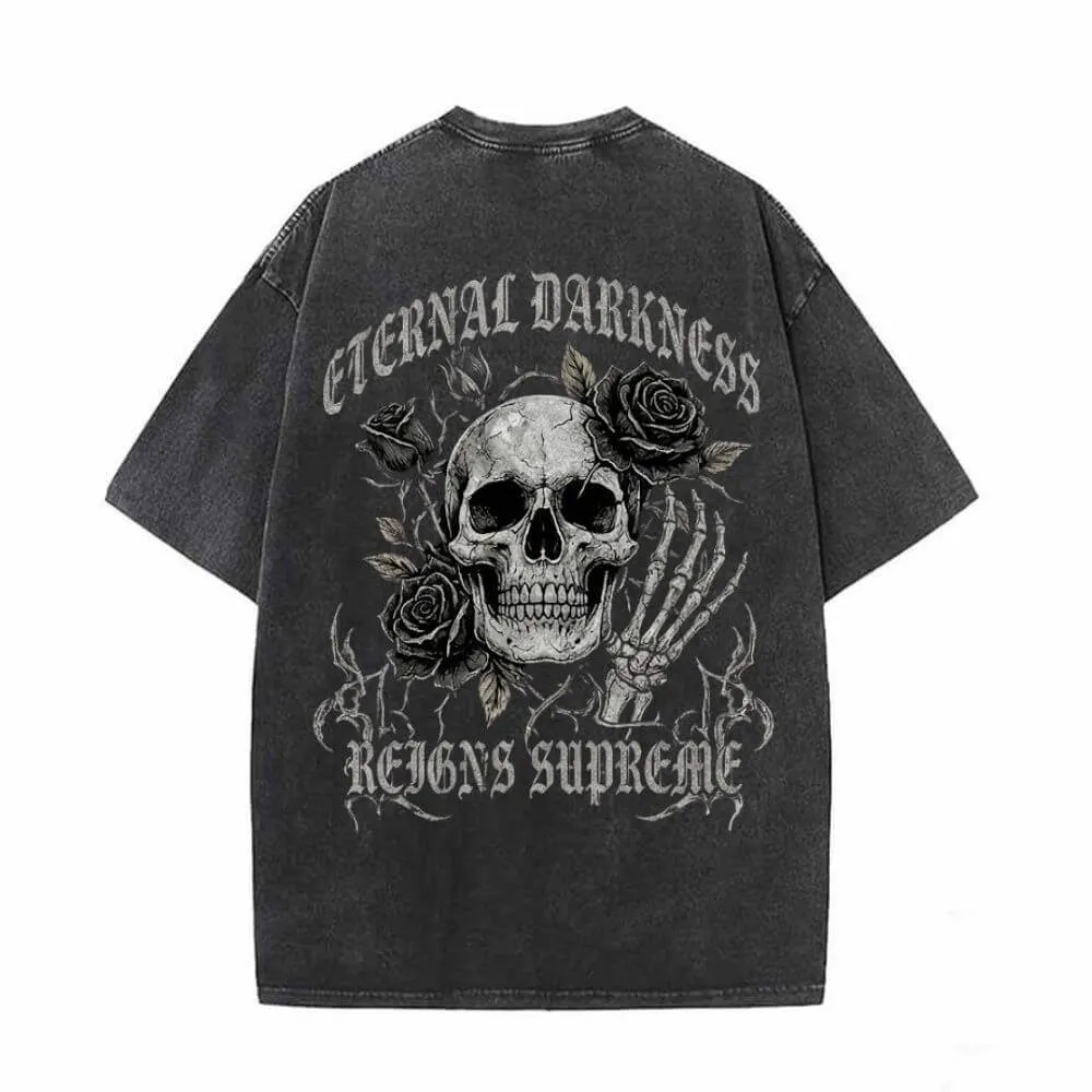 Gothic Eternal Darkness Skull Rose Vintage Washed T-shirt sold by GTHIC