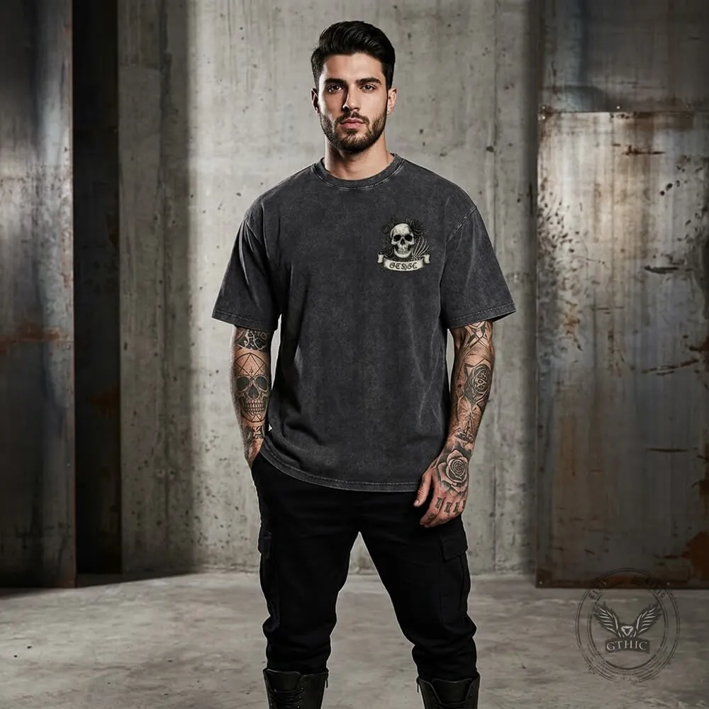 Gothic Eternal Darkness Skull Rose Vintage Washed T-shirt sold by GTHIC product image thumbnail 3