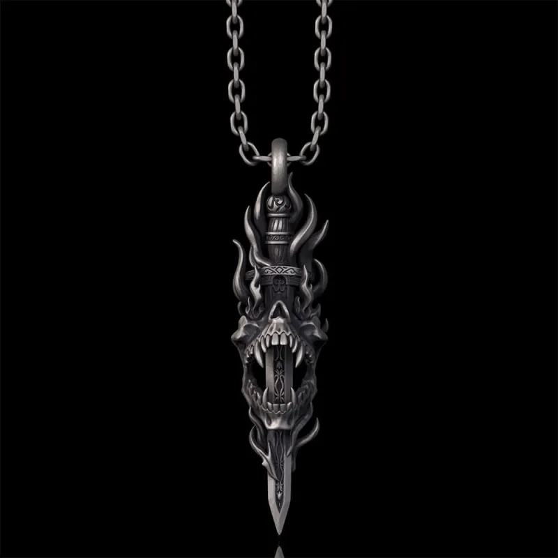 Skull Dagger Sterling Silver Gothic Pendant made by GTHIC