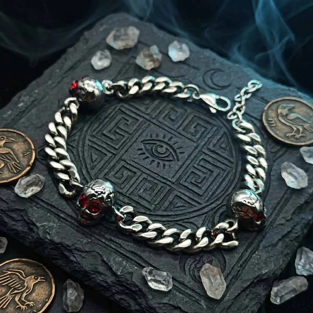 Punk Skull Head Stainless Steel Biker Bracelet sold by GTHIC product image thumbnail 4
