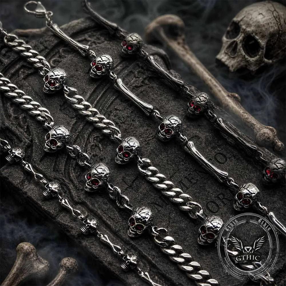 Punk Skull Head Stainless Steel Biker Bracelet sold by GTHIC