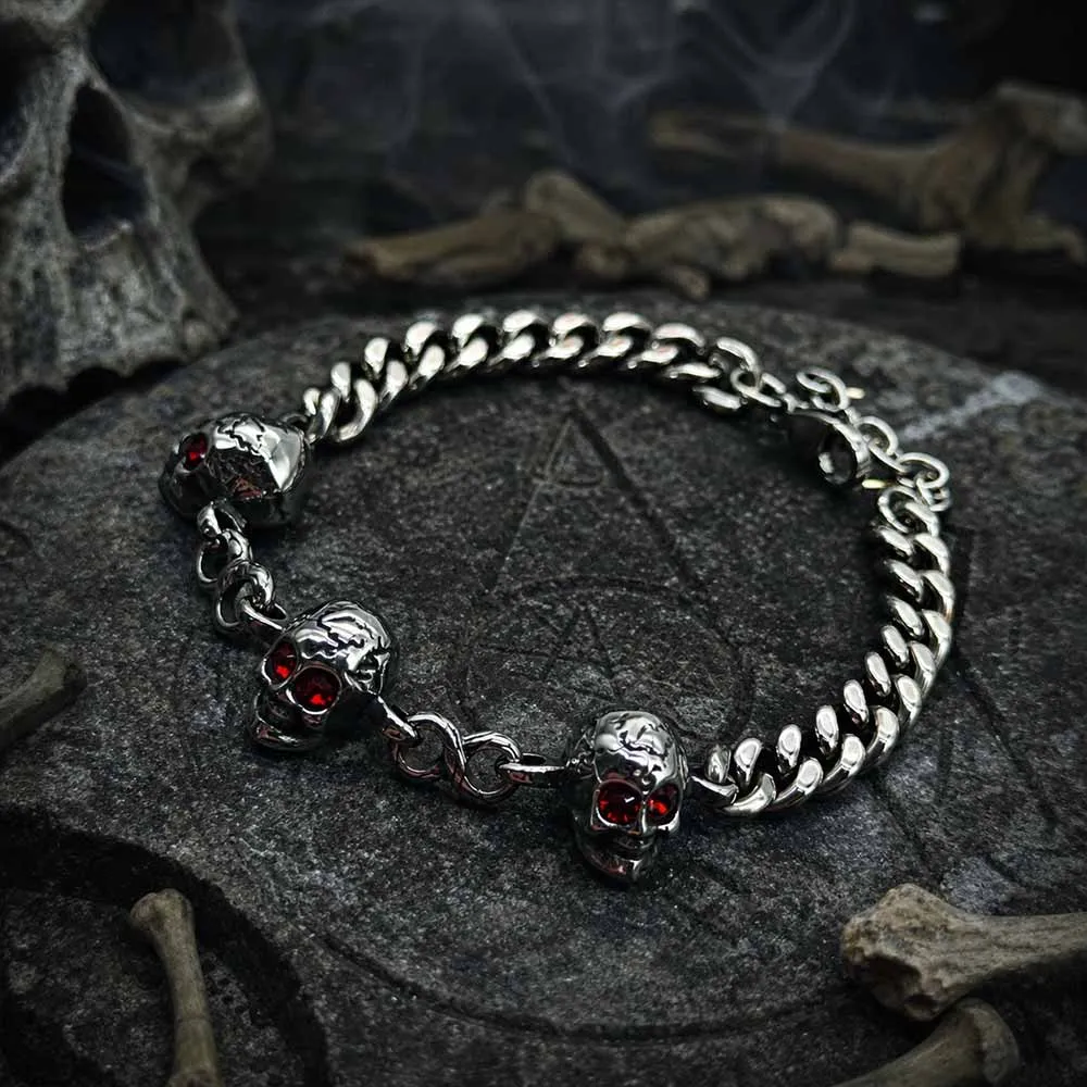 Punk Skull Head Stainless Steel Biker Bracelet sold by GTHIC product image thumbnail 5