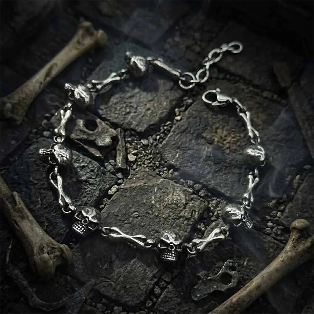 Punk Skull Head Stainless Steel Biker Bracelet sold by GTHIC product image thumbnail 3