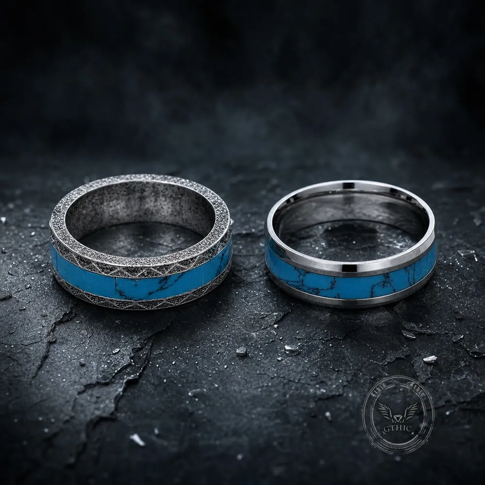 Retro Rhombus Facet Turquoise Stainless Steel Band Ring sold by GTHIC product image thumbnail 4