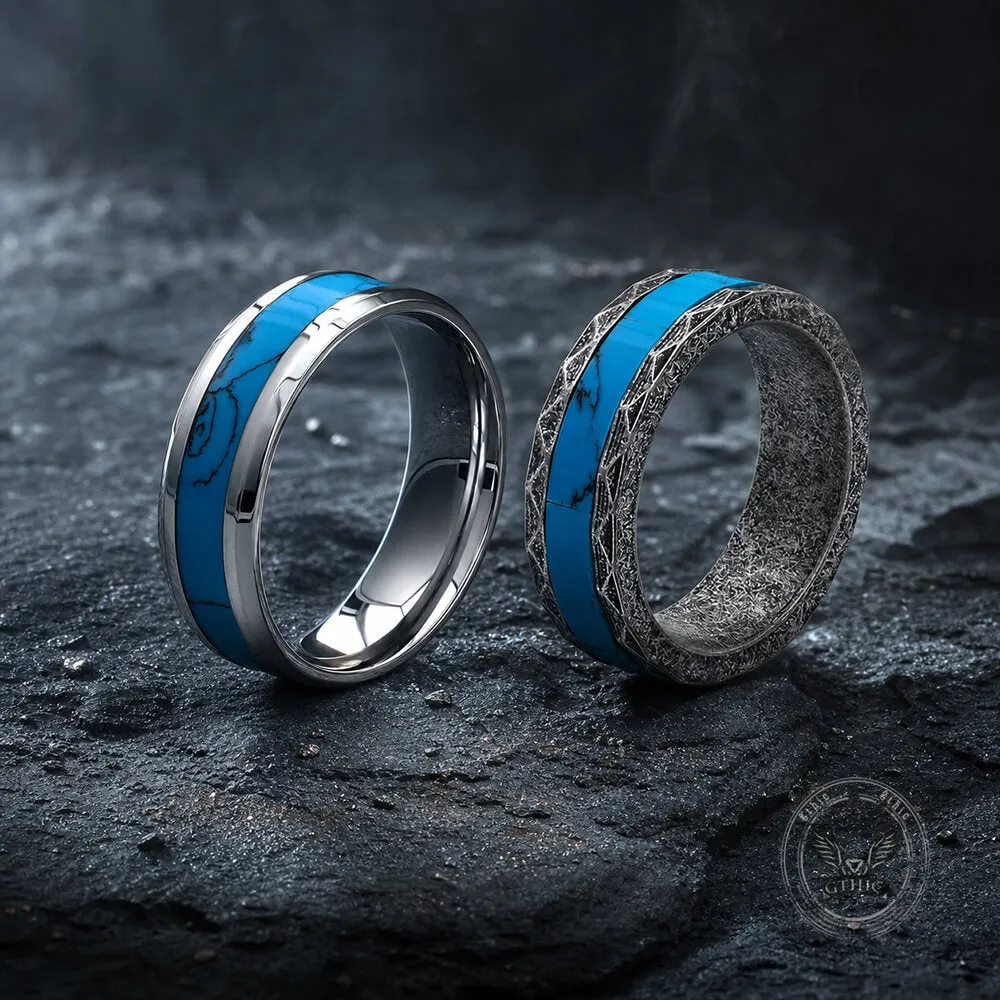Retro Rhombus Facet Turquoise Stainless Steel Band Ring sold by GTHIC product image thumbnail 3