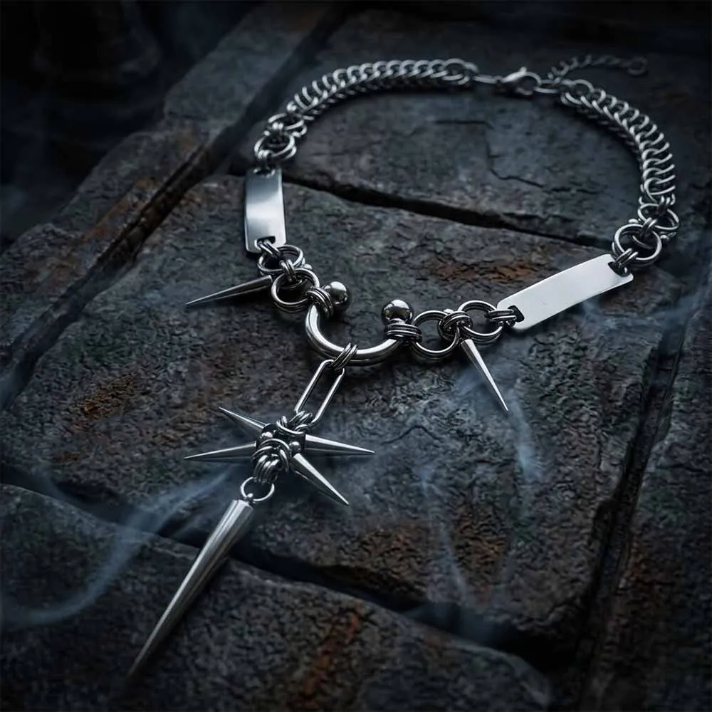 Punk Spike Star Stainless Steel Clavicle Necklace sold by GTHIC