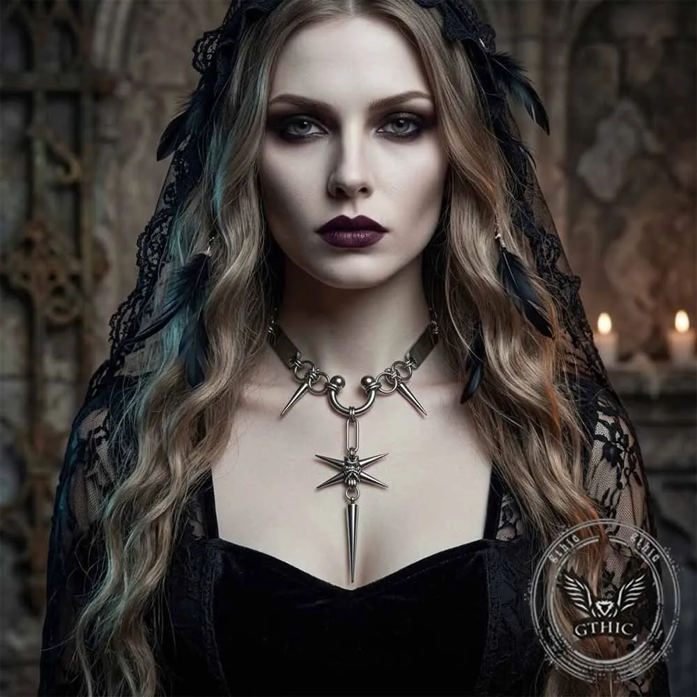 Punk Spike Star Stainless Steel Clavicle Necklace sold by GTHIC product image thumbnail 2
