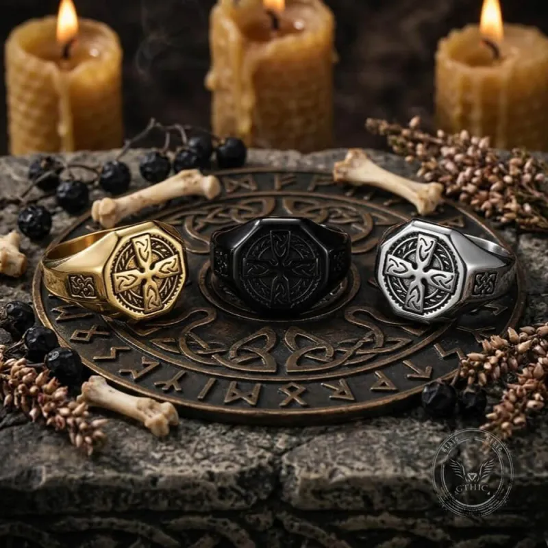 Celtic Cross Eternity Knot Stainless Steel Viking Ring made by GTHIC