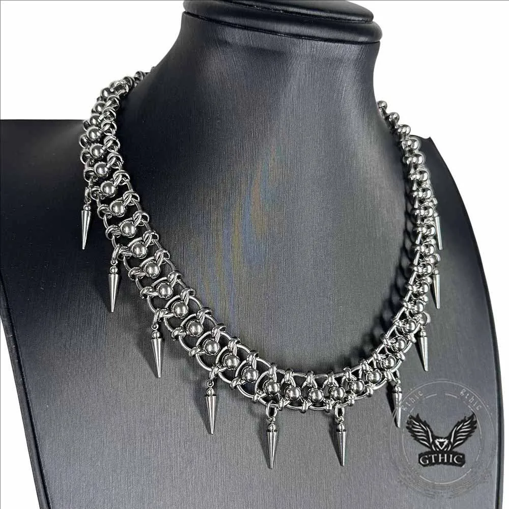 Punk Spike Tassels Stainless Steel Clavicle Necklace sold by GTHIC product image thumbnail 3