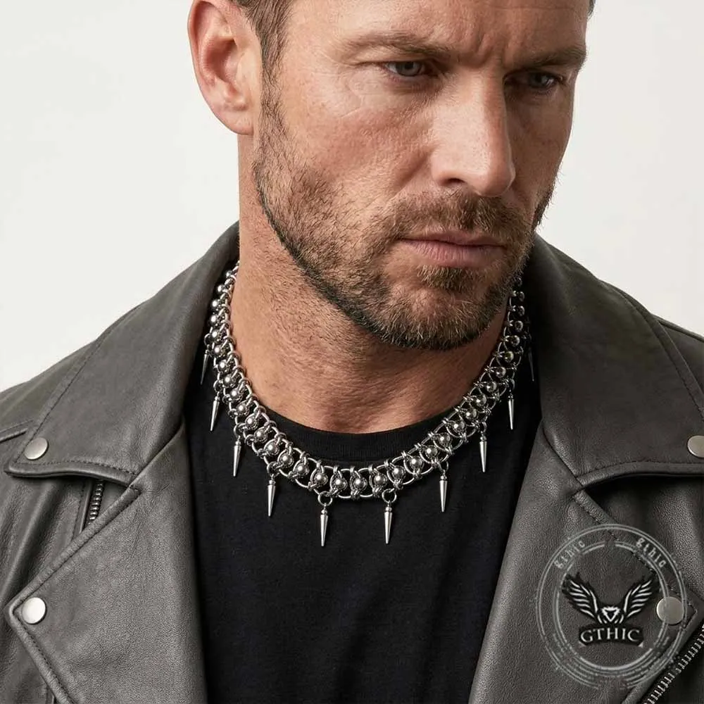 Punk Spike Tassels Stainless Steel Clavicle Necklace sold by GTHIC