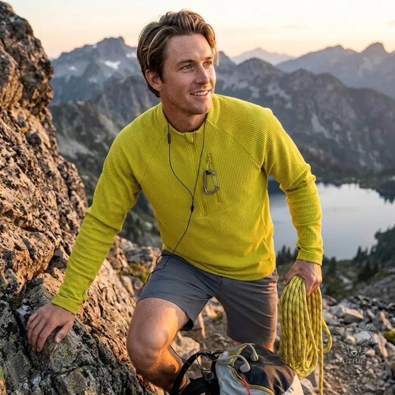 Outdoor Waffle-Knit Quick-Drying Half-Zip Sports Top made by GTHIC