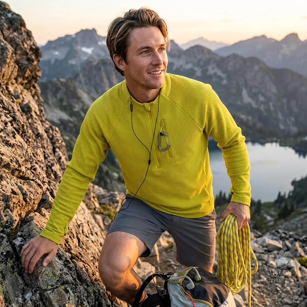 Outdoor Waffle-Knit Quick-Drying Half-Zip Sports Top sold by GTHIC