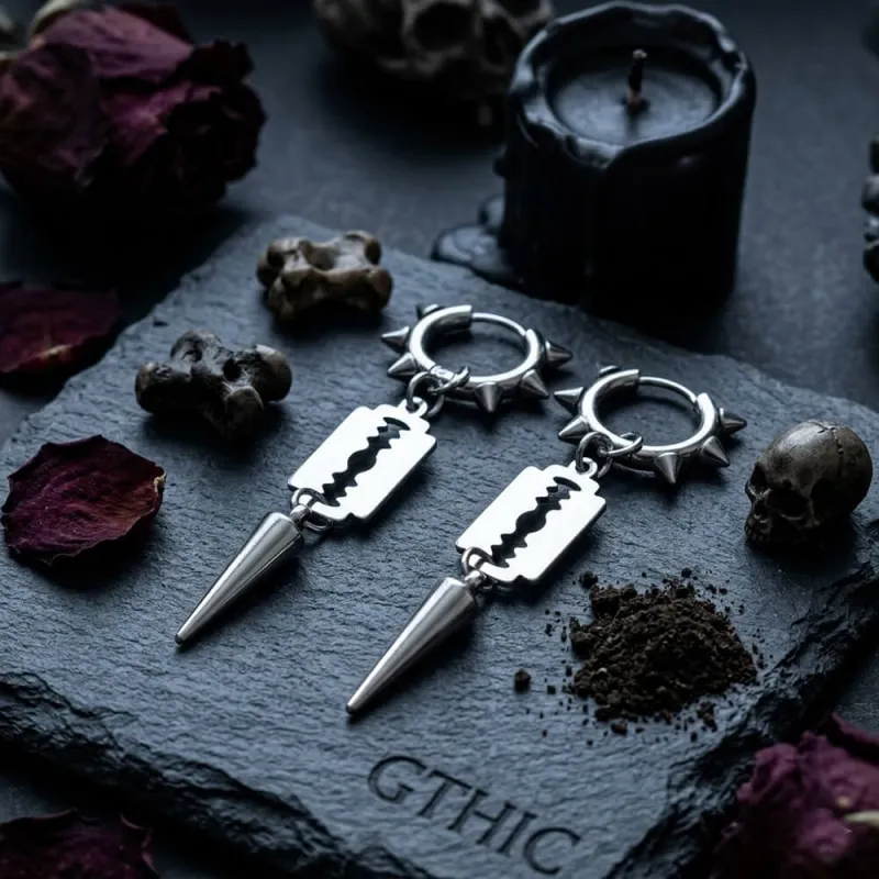 Punk Blade Spike Stainless Steel Drop Earrings made by GTHIC