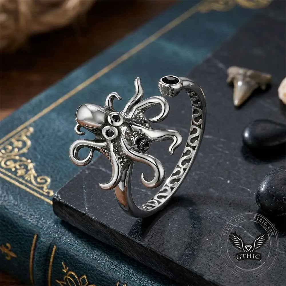 Vintage Octopus Stainless Steel Spinner Open Ring sold by GTHIC