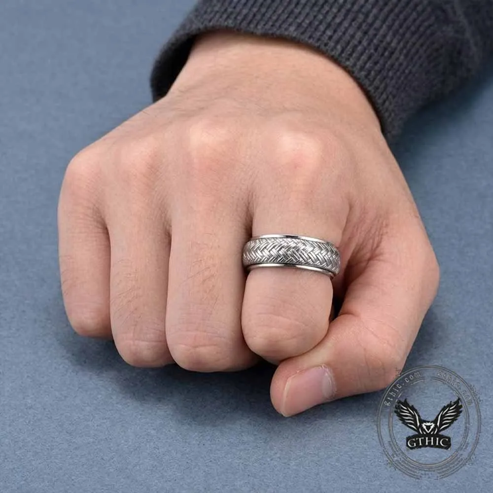 Simple Woven Pattern Stainless Steel Spinner Ring sold by GTHIC product image thumbnail 2