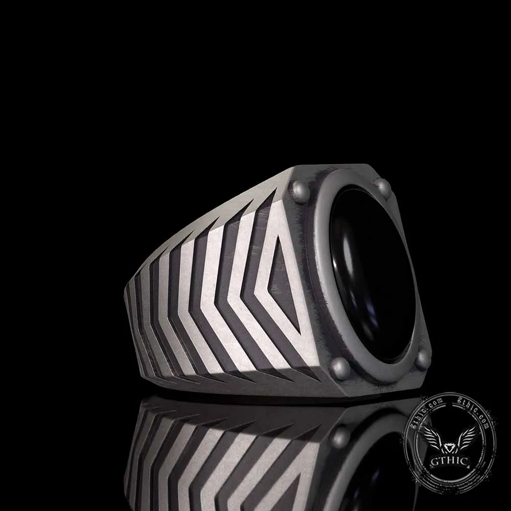 Punk Black Gemstone Sterling Silver Square Ring sold by GTHIC product image thumbnail 4