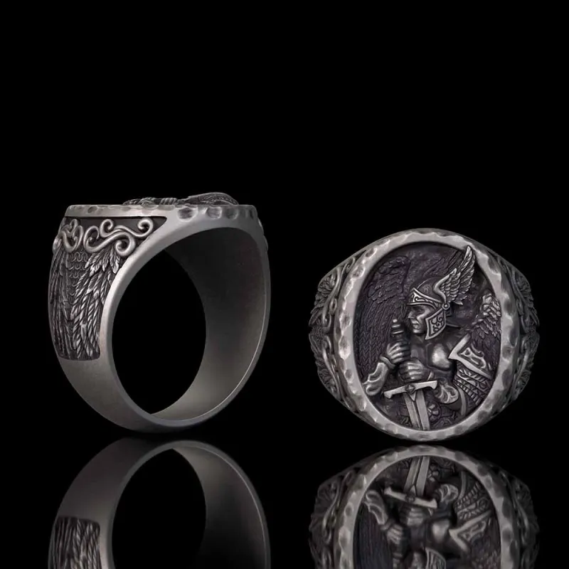 Valkyrie Warrior Winged Knight Sterling Silver Ring made by GTHIC