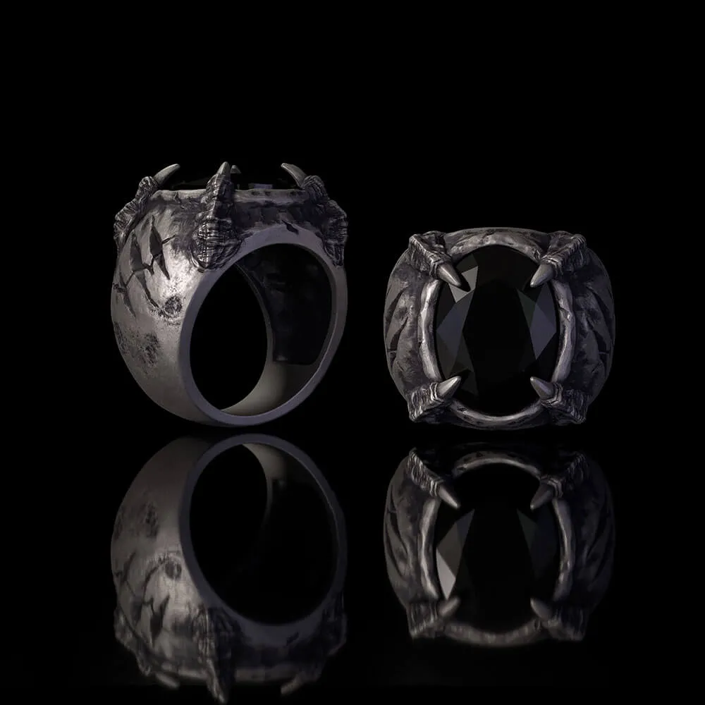 Gothic Beast Claw Gemstone Sterling Silver Ring sold by GTHIC