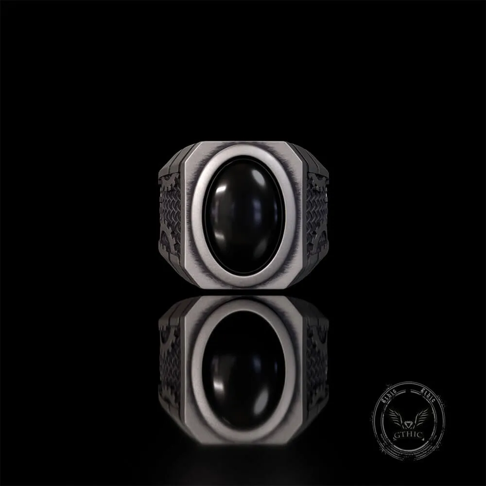 Steampunk Gear Black Gem Sterling Silver Ring sold by GTHIC product image thumbnail 3