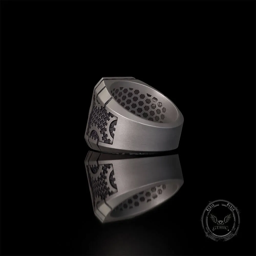 Steampunk Gear Black Gem Sterling Silver Ring sold by GTHIC product image thumbnail 5