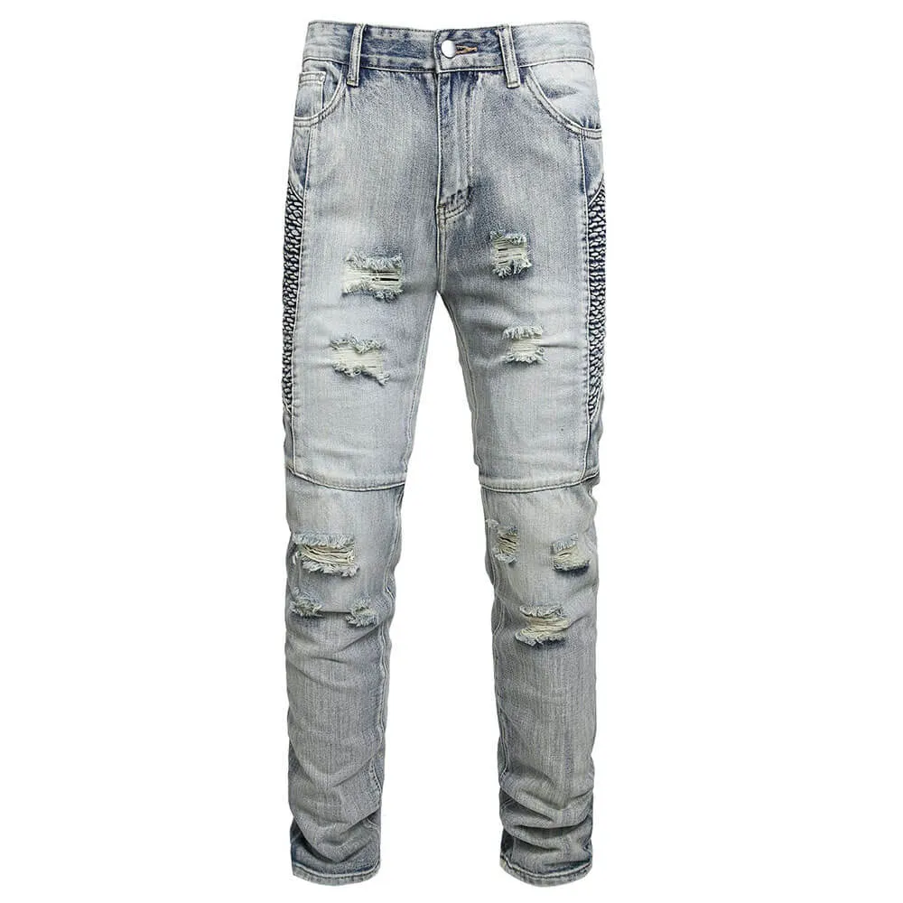 Street Slim-Fit Distressed Straight-Leg Biker Jeans sold by GTHIC product image thumbnail 2