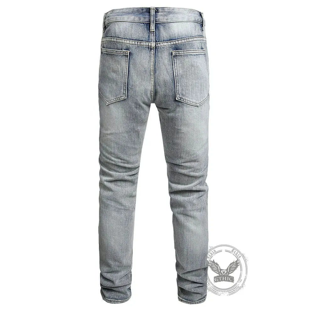 Street Slim-Fit Distressed Straight-Leg Biker Jeans sold by GTHIC product image thumbnail 4