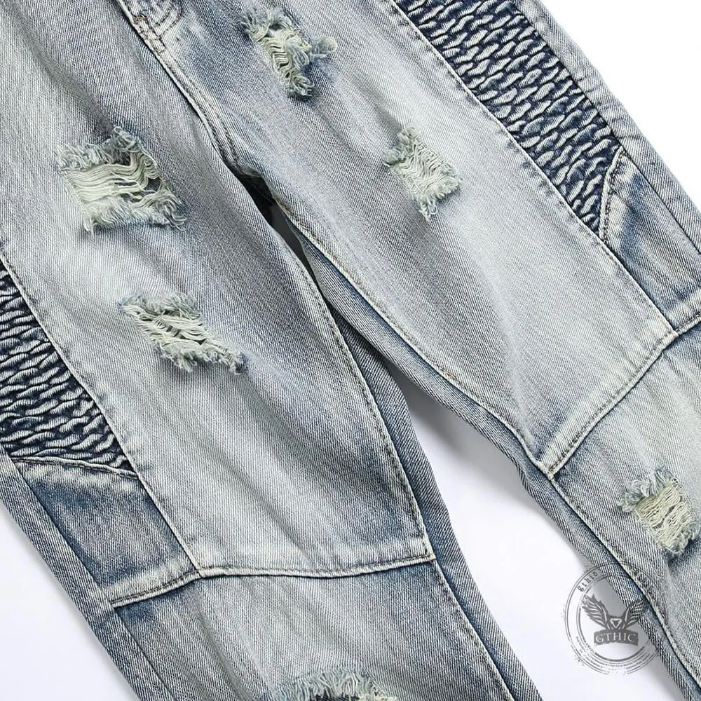 Street Slim-Fit Distressed Straight-Leg Biker Jeans sold by GTHIC product image thumbnail 5