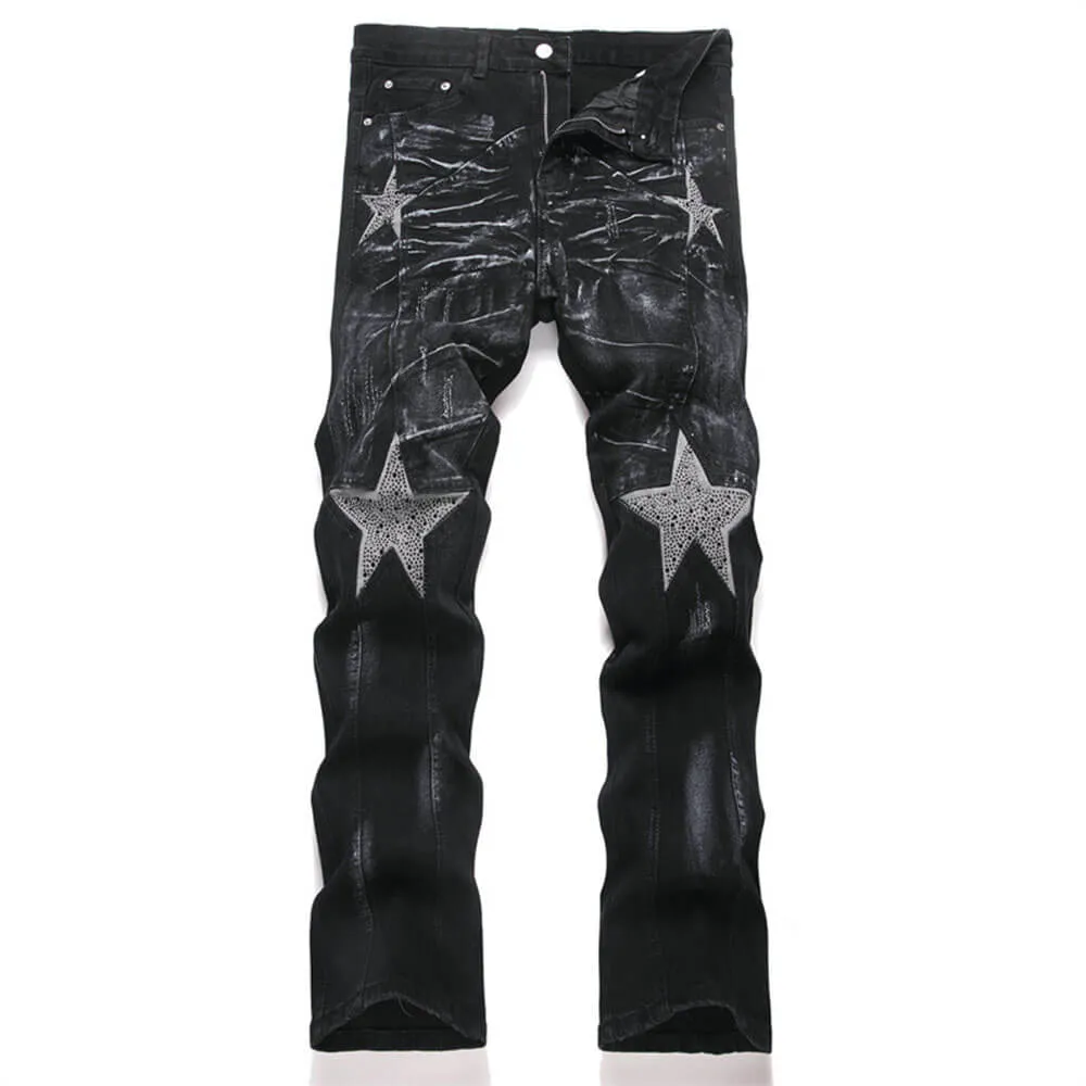 Punk-Style Slim-Fit Stretch Straight-Leg Paneled Jeans sold by GTHIC product image thumbnail 2
