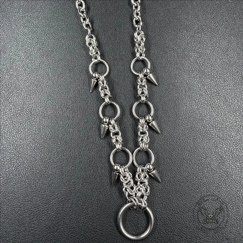 Hip-Hop Y2K Ring And Spikes Stainless Steel Choker Necklace sold by GTHIC product image thumbnail 3