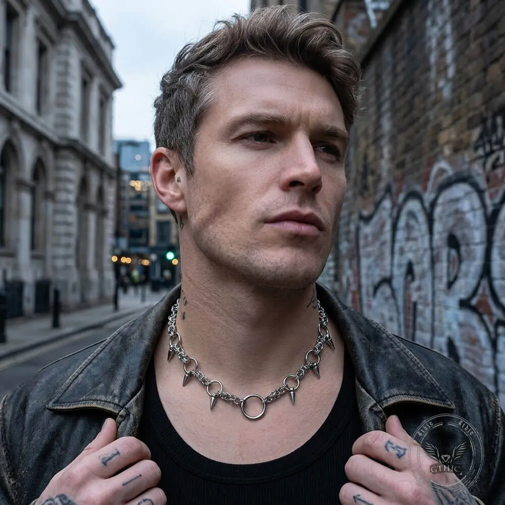 Hip-Hop Y2K Ring And Spikes Stainless Steel Choker Necklace sold by GTHIC product image thumbnail 2