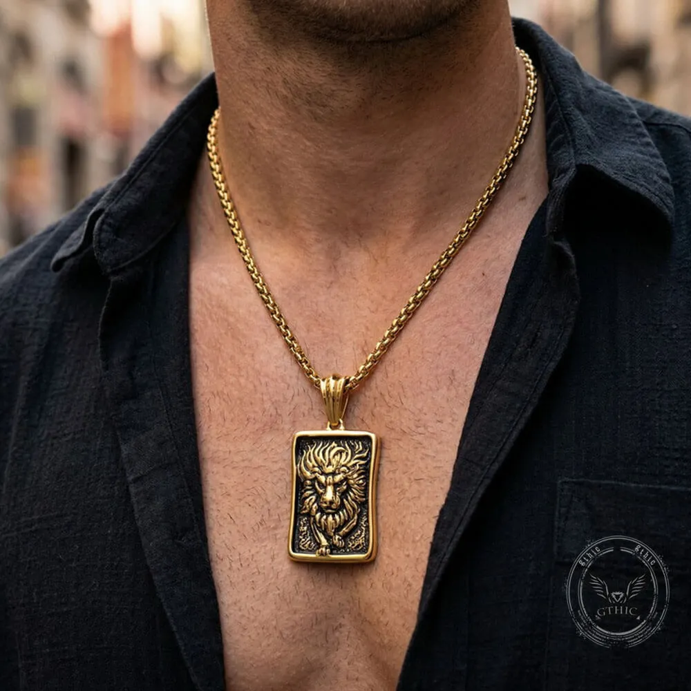 Punk Retro Lion Square Stainless Steel Animal Pendant sold by GTHIC product image thumbnail 2