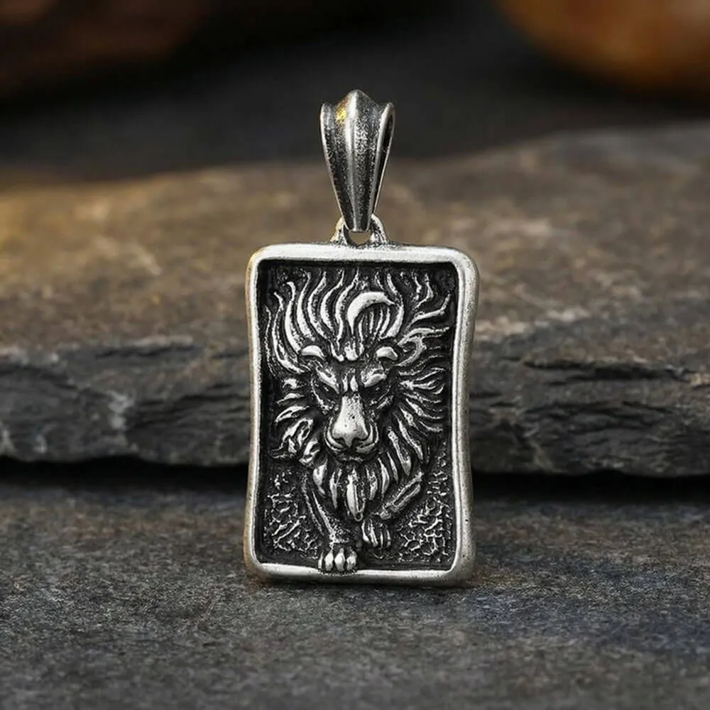 Punk Retro Lion Square Stainless Steel Animal Pendant sold by GTHIC product image thumbnail 4