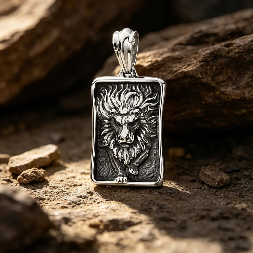 Punk Retro Lion Square Stainless Steel Animal Pendant sold by GTHIC product image thumbnail 3