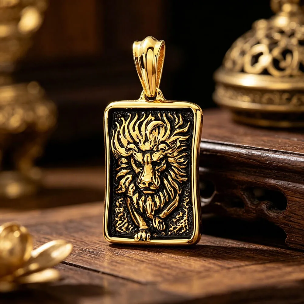 Punk Retro Lion Square Stainless Steel Animal Pendant sold by GTHIC product image thumbnail 5