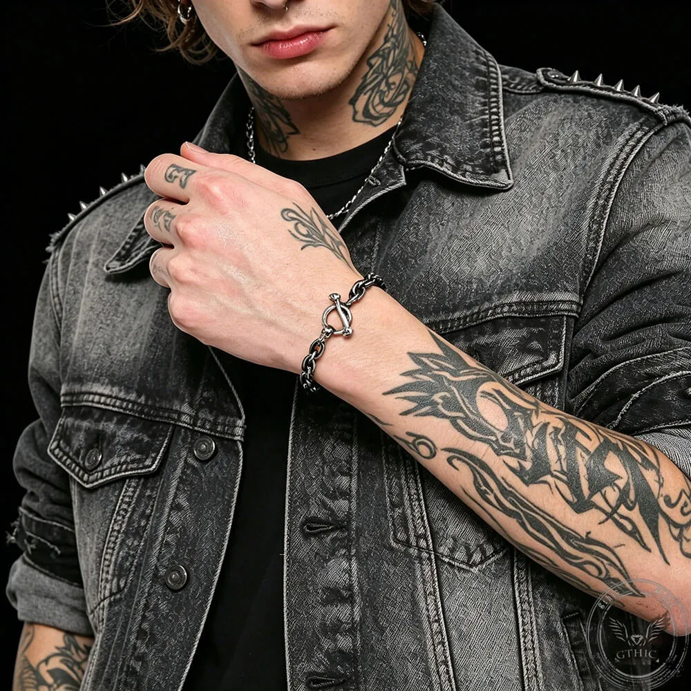 Punk Gothic Skull Bone Stainless Steel OT Buckle Bracelet sold by GTHIC product image thumbnail 2