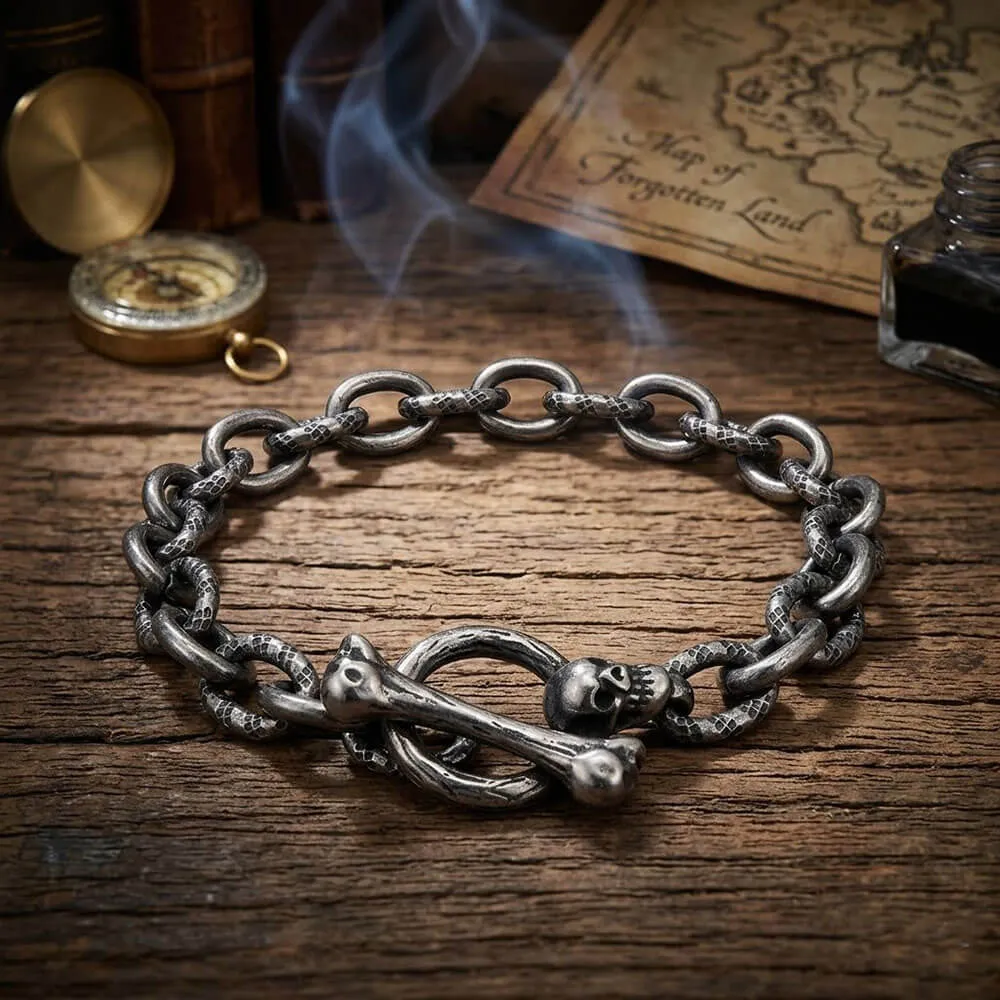 Punk Gothic Skull Bone Stainless Steel OT Buckle Bracelet sold by GTHIC product image thumbnail 4