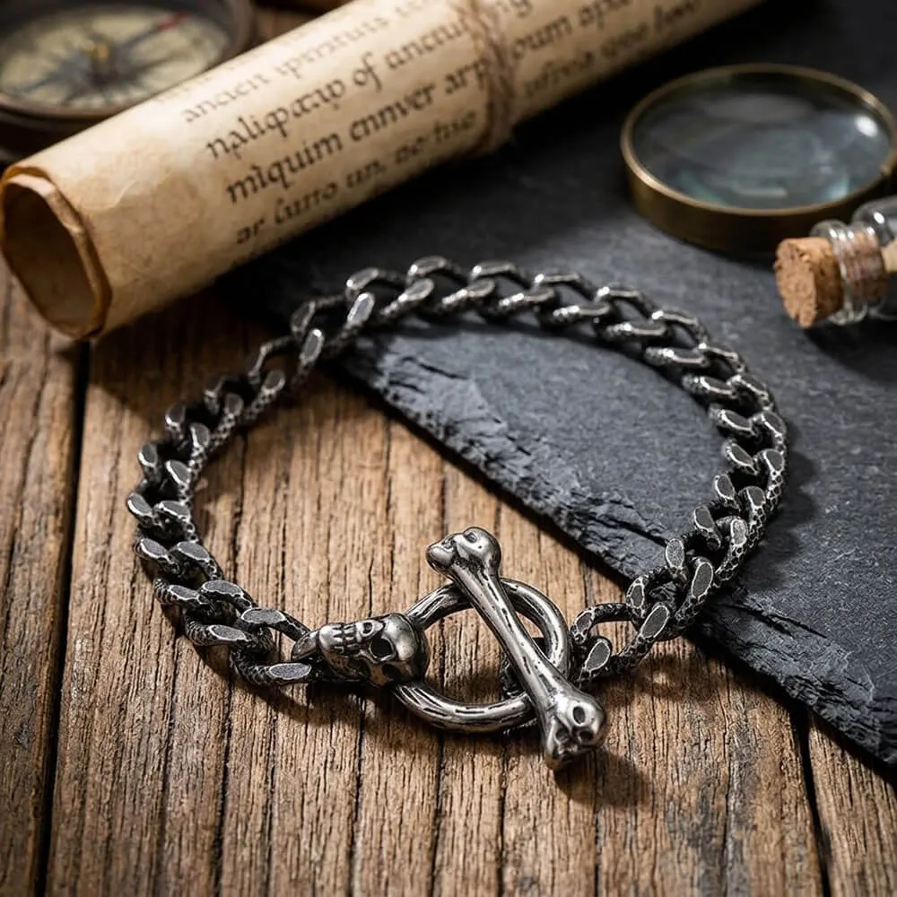 Punk Gothic Skull Bone Stainless Steel OT Buckle Bracelet sold by GTHIC product image thumbnail 5