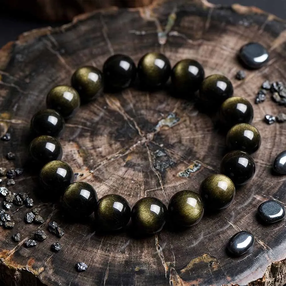 Natural Golden Obsidian Couple's Crystal Beaded Bracelet sold by GTHIC product image thumbnail 4