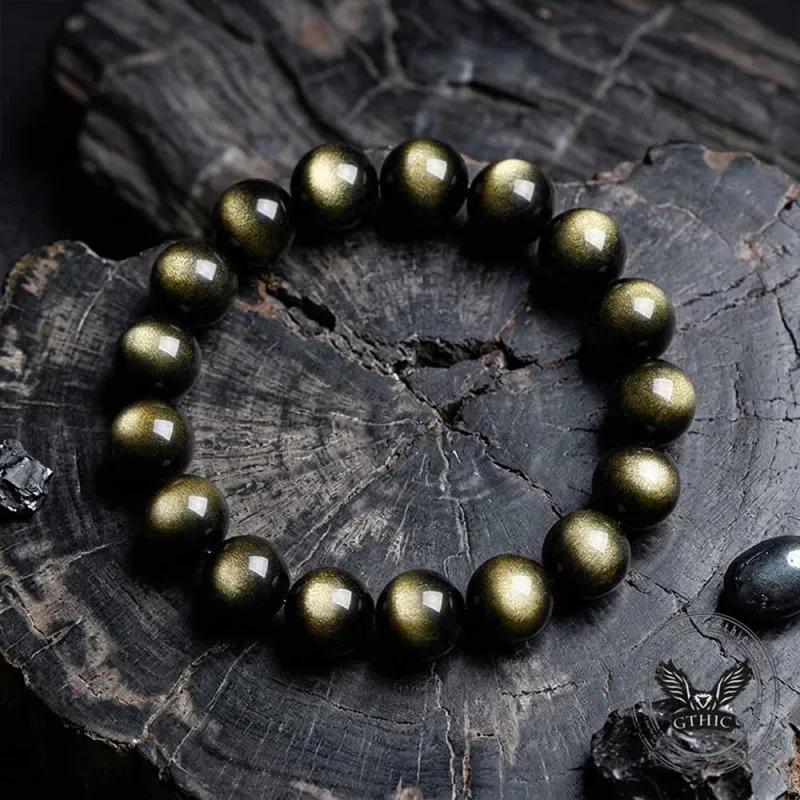 Natural Golden Obsidian Couple's Crystal Beaded Bracelet made by GTHIC